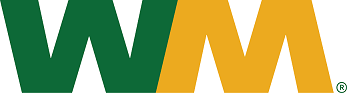 WM waste management contractor logo, which has a large Green W right next to a large yellow M. 